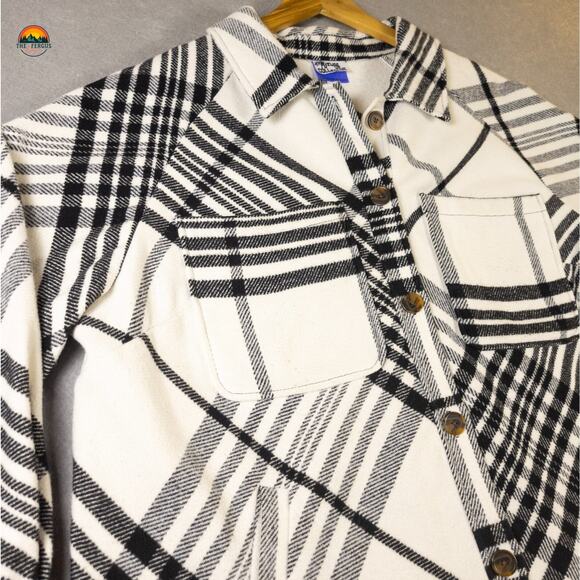 Future Collective With Kahlana Barfield Brown Shacket Black White Women's 1X - Picture 3 of 9